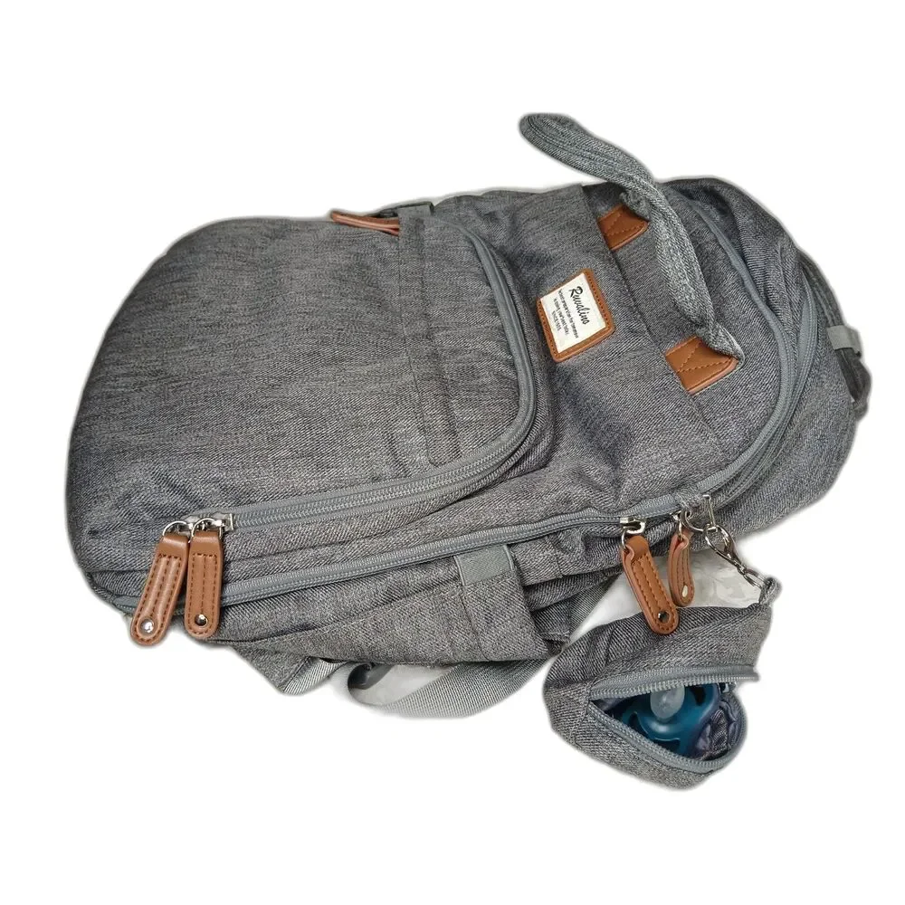 RUVALINO Diaper Backpack Multifunction Travel Pack Maternity Changing Bag Gray